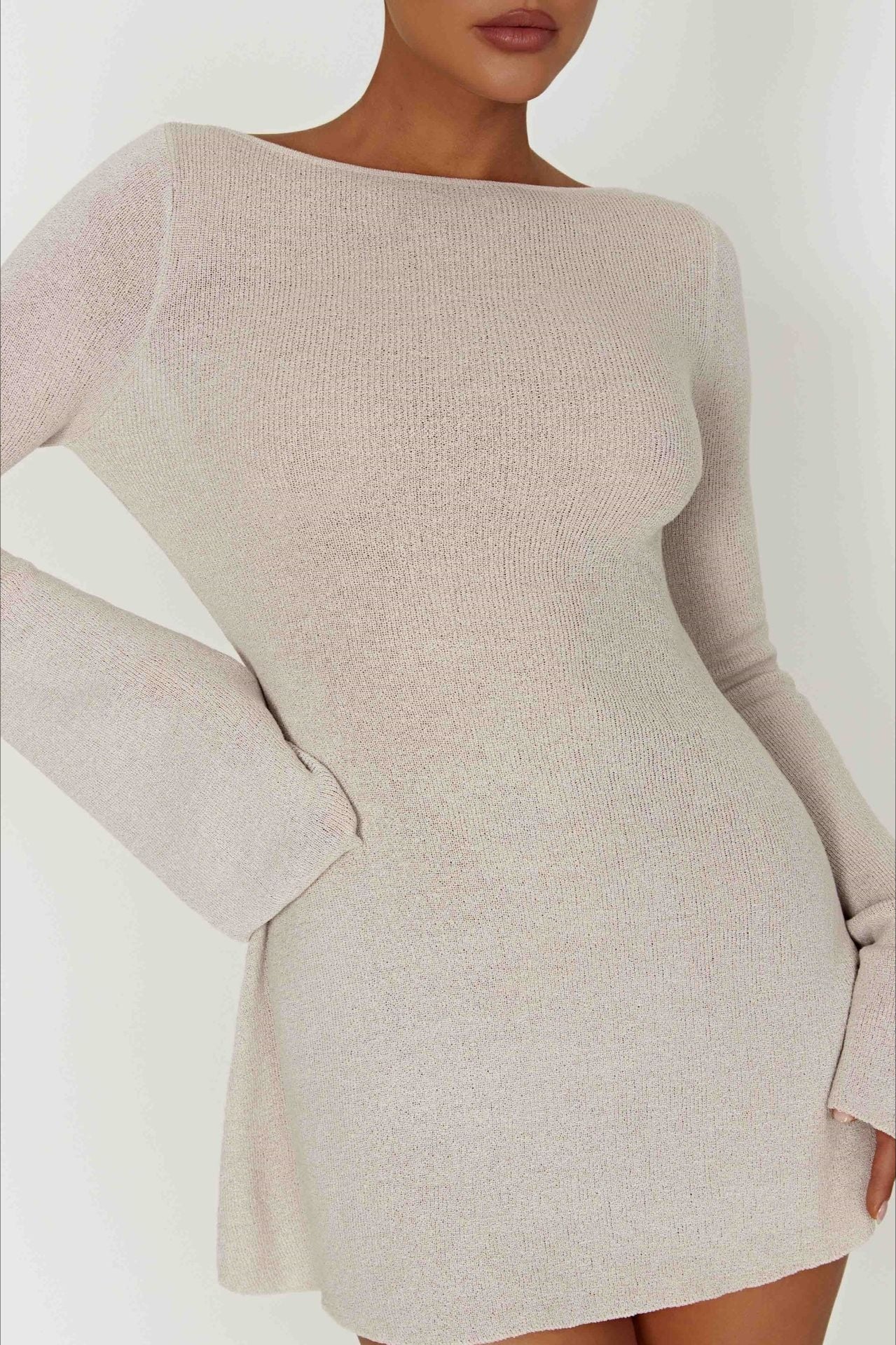 Bell Sleeve Knit Sweater Dress image 2