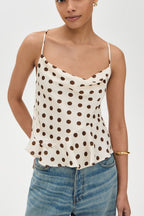 Ruffle Draped Neck Polka Dot Tie Back Cami Top image 5