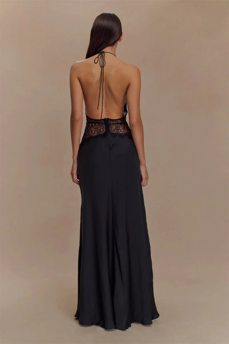 Lace Patchwork Backless Halter Boho Dress image 17