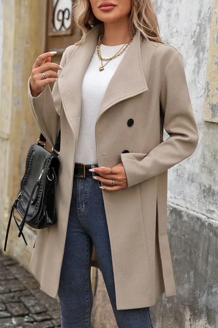 Wool Blend Mid-Length Single Breasted Coat image 2