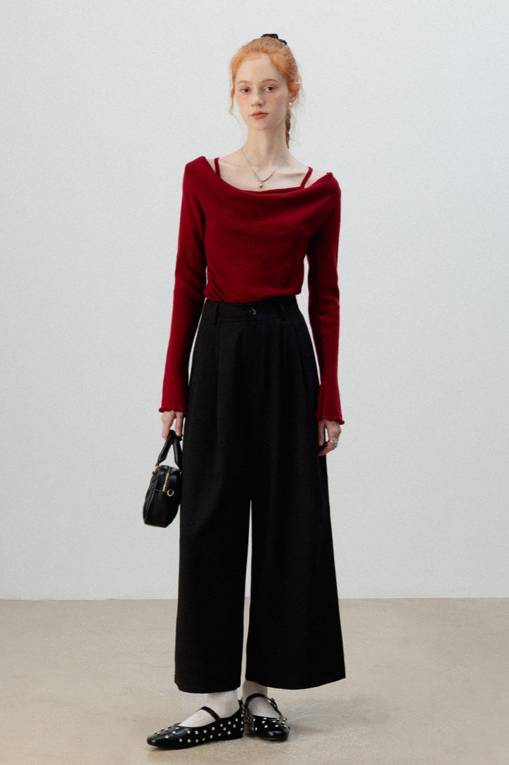 Burgundy Mock Two Piece Knit Top image 11