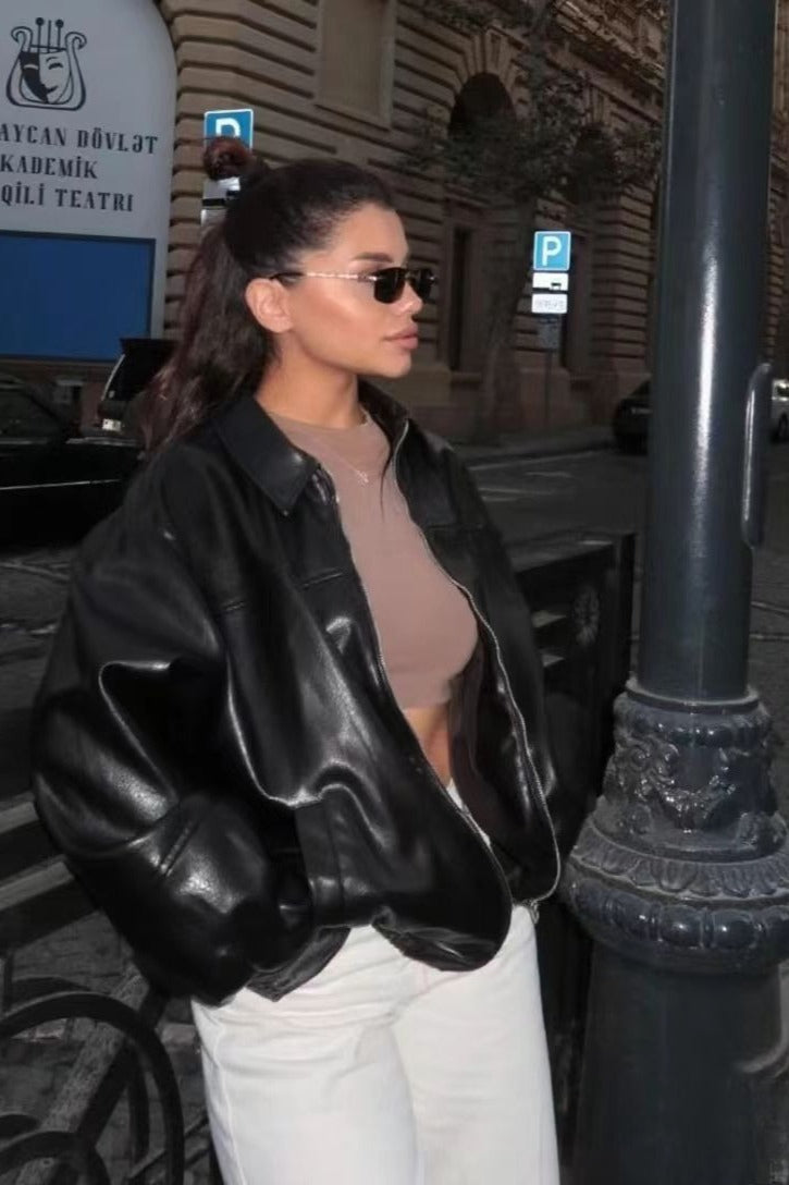Solid Color Aviation Style Jacket image 2