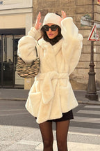 Faux Fur Belted Hooded Coat image 2