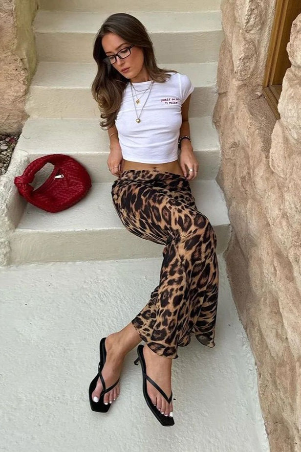 Sexy Chiffon Leopard Mermaid Maxi Skirt image 5