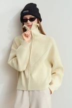 Naval-Collar Zip Lazy-Style Thick Knit Cardigan image 4