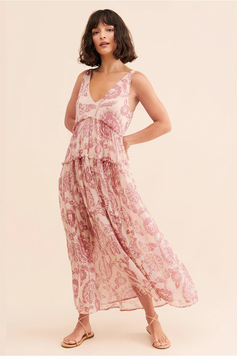 Boho Sleeveless Floral Print Maxi Dress image 7