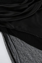 Satin Wrap Lace Slit Asymmetrical Skirt image 5