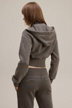 Cropped Waist Zip Up Hoodie image 3