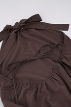 Vintage Solid Pleated Sexy Halter Mini Dress image 5