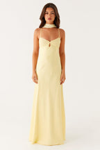 V Neck Tie Back Satin Maxi Dress image 3