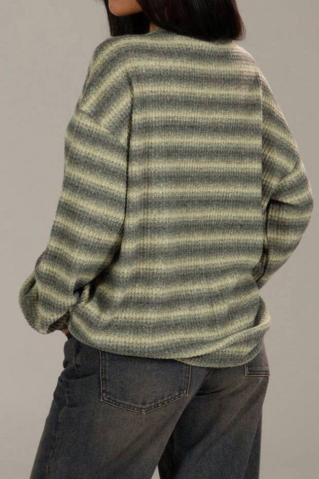 Relaxed Elegant Striped Knit Pullover Blouse image 2