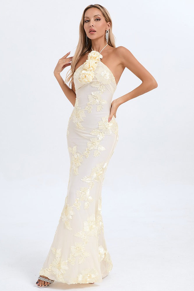 Halter Floral Foil Print Maxi Dress image 5