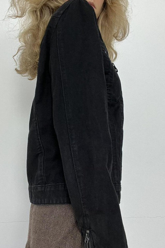 Black Washed Denim Jacket image 5