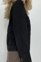 Black Washed Denim Jacket image 5
