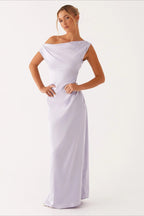 Solid Asymmetric Neckline Formal Dress image 14