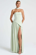 Solid Bustier High Slit Formal Dress image 10