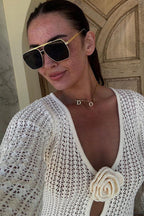 V Neck Backless Knit Beach Maxi Dress image 3