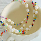 Ottilie Bead Necklace detail view styled for Avrienne