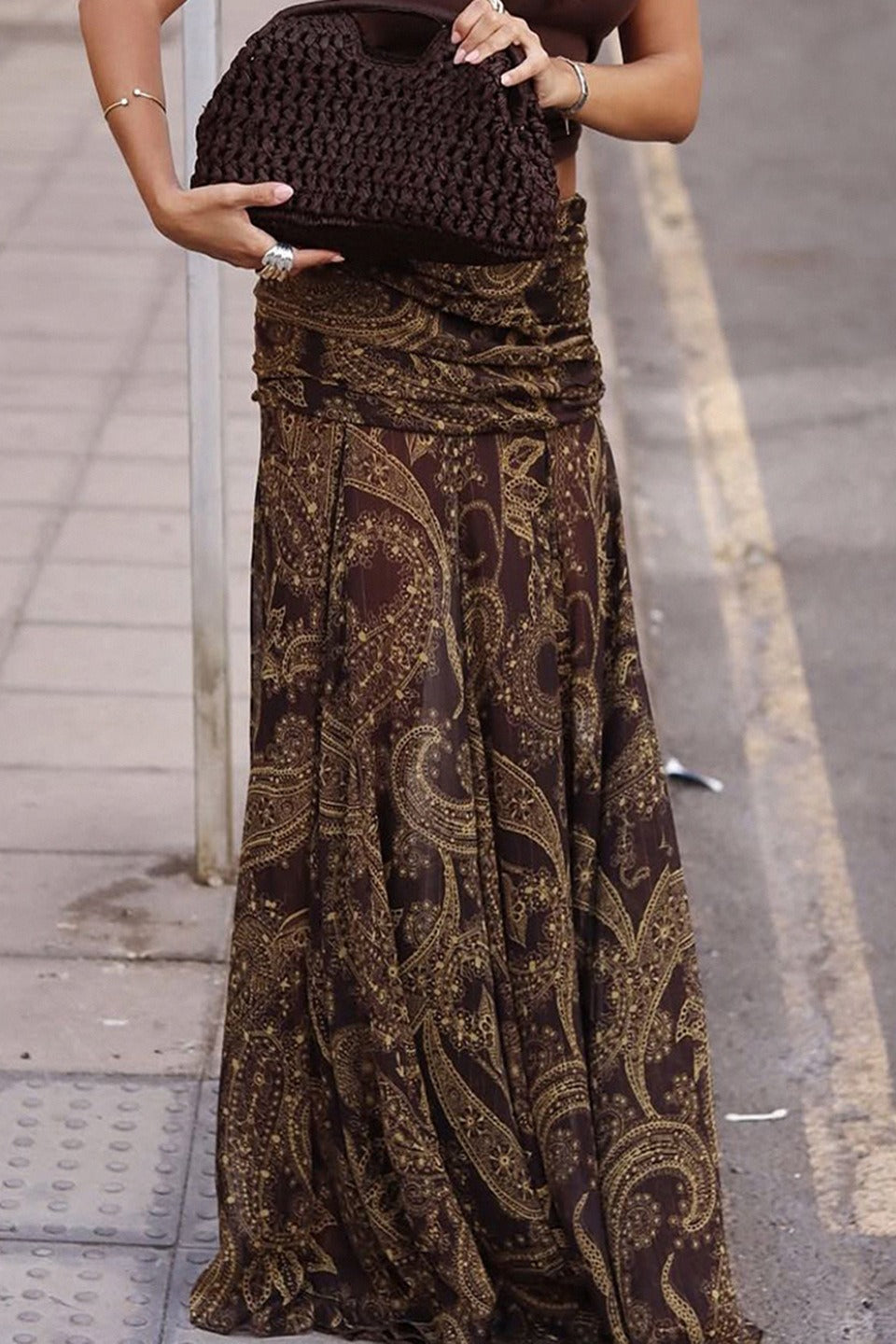 Paisley Print Bodycon Maxi Skirt image 2