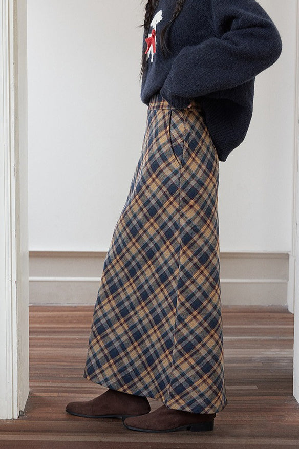 Vintage High-Waist Plaid Pencil Skirt image 3