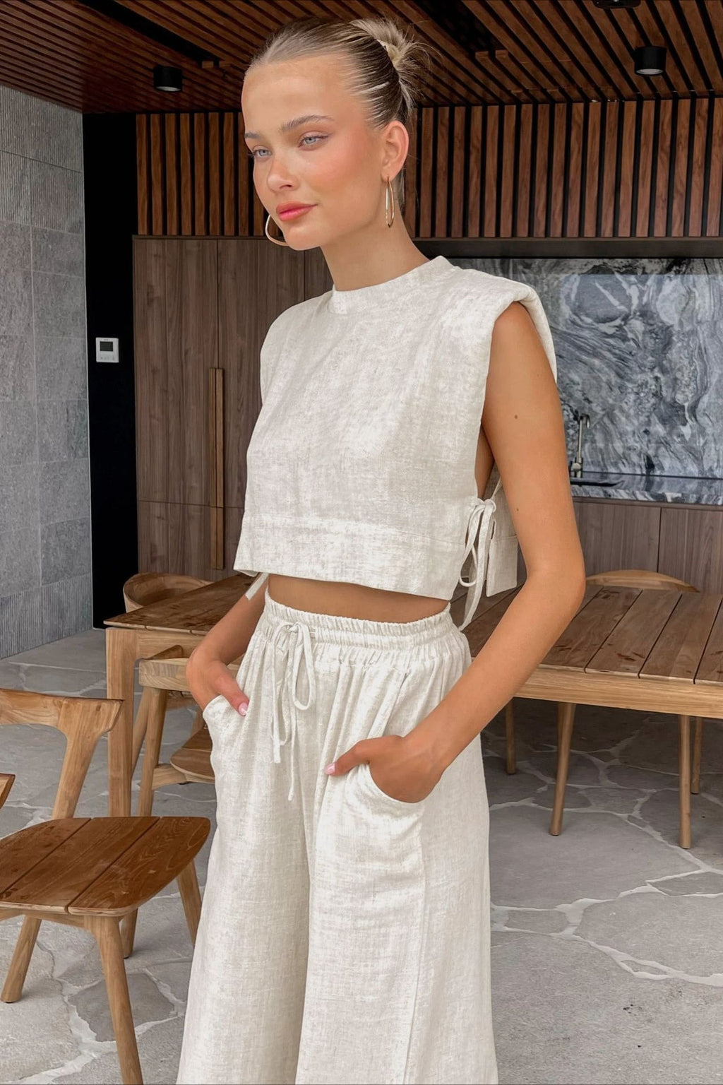 Casual Cotton Linen Loose Sleeveless Two Piece Set image 4
