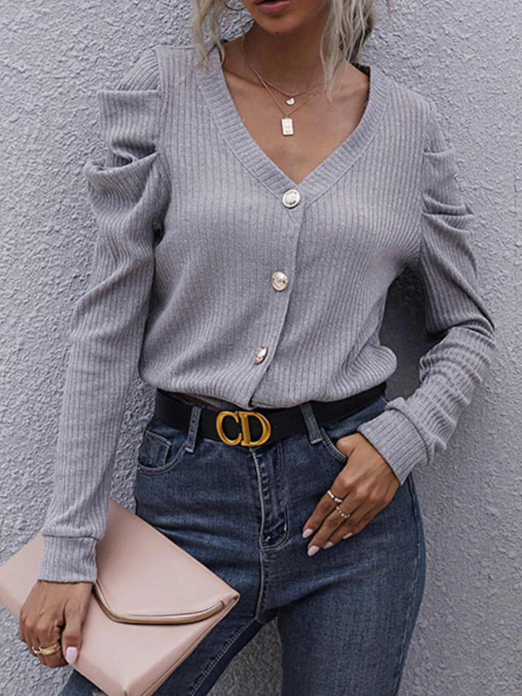 Clara Button Cardigan styled for Avrienne