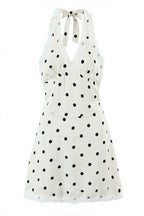 Polka Dot Lace Trim Halter V Neck Mini Dress image 5