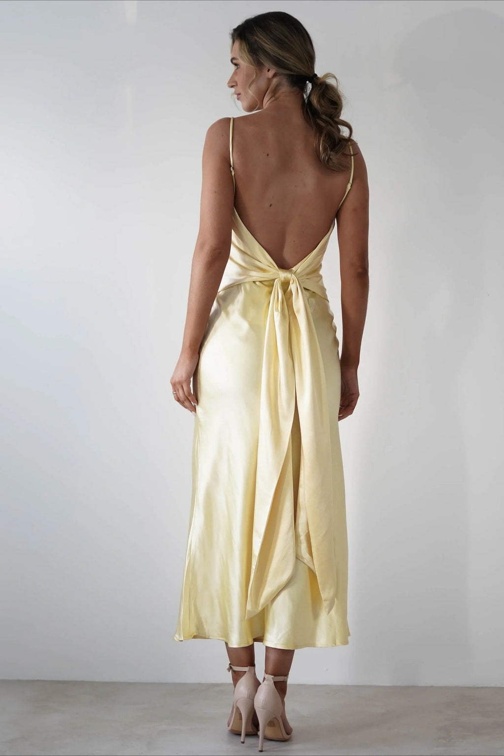 Satin Backless Tie Party Dress image 10