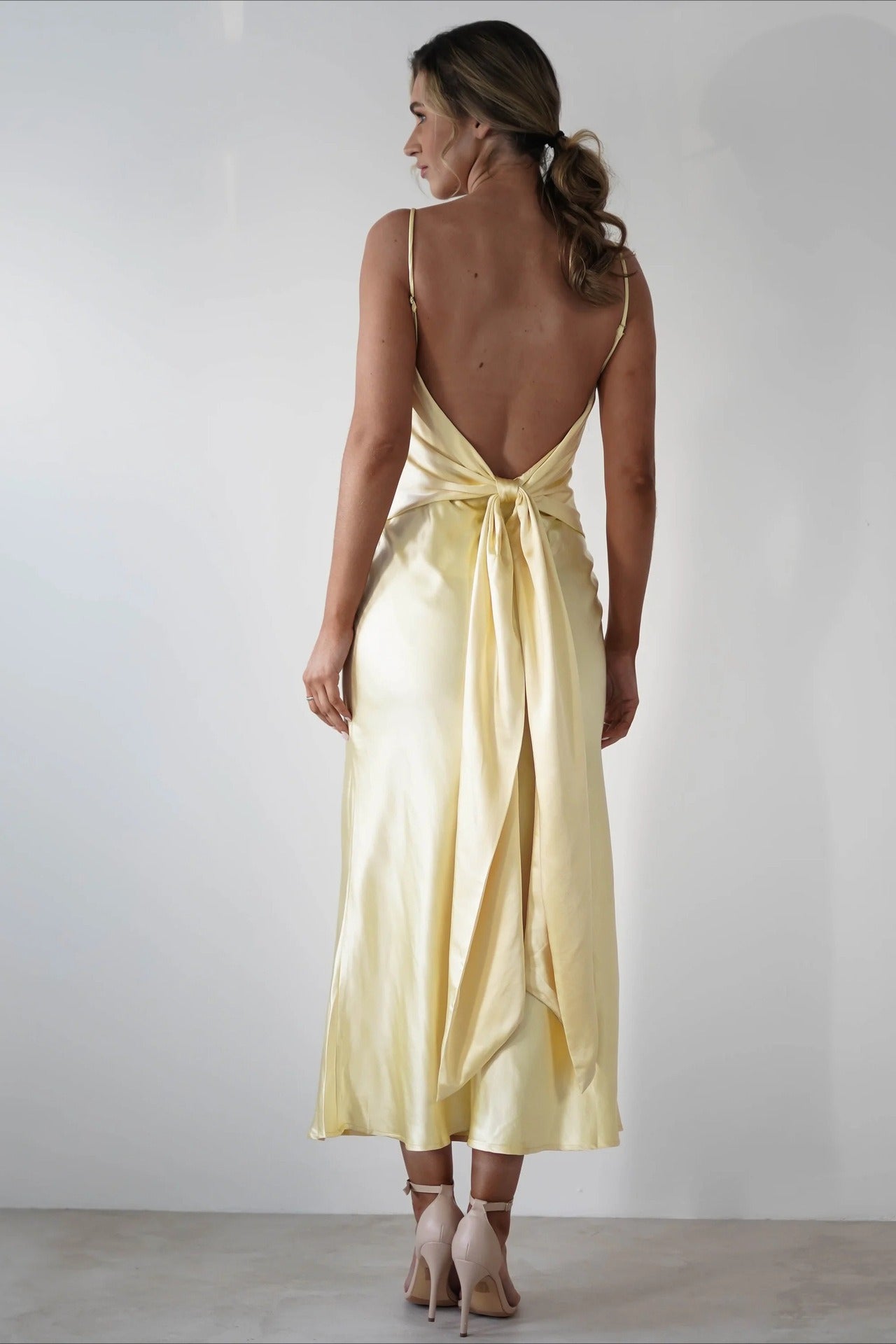 Satin Backless Tie Party Dress image 10