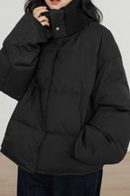 Knit Collar White Duck Down Puffer Jacket image 11