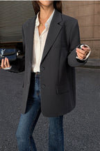 Black Slouchy Retro Style Blazer image 8