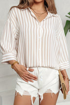 Striped Long Sleeve Pocket Button-Down Blouse image 4