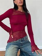 Vintage Slim Fit Floral Detail Long Sleeve Long Sleeve Tee image 1