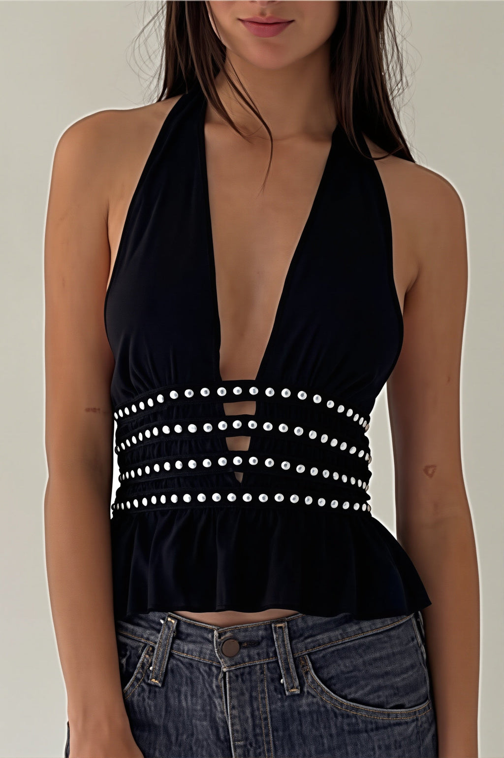 Hollow Out Backless Halter Top image 3