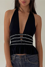 Hollow Out Backless Halter Top image 3