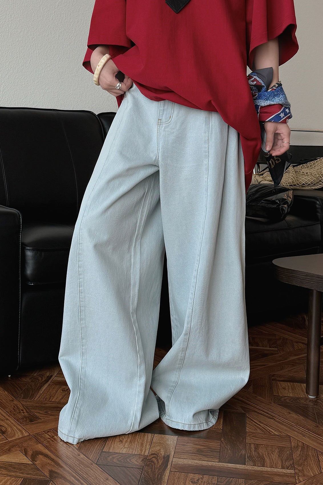 Deconstructed Flared Denim Jeans image 1