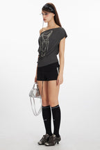 Asym Neck Beaded Cropped T‑shirt image 5