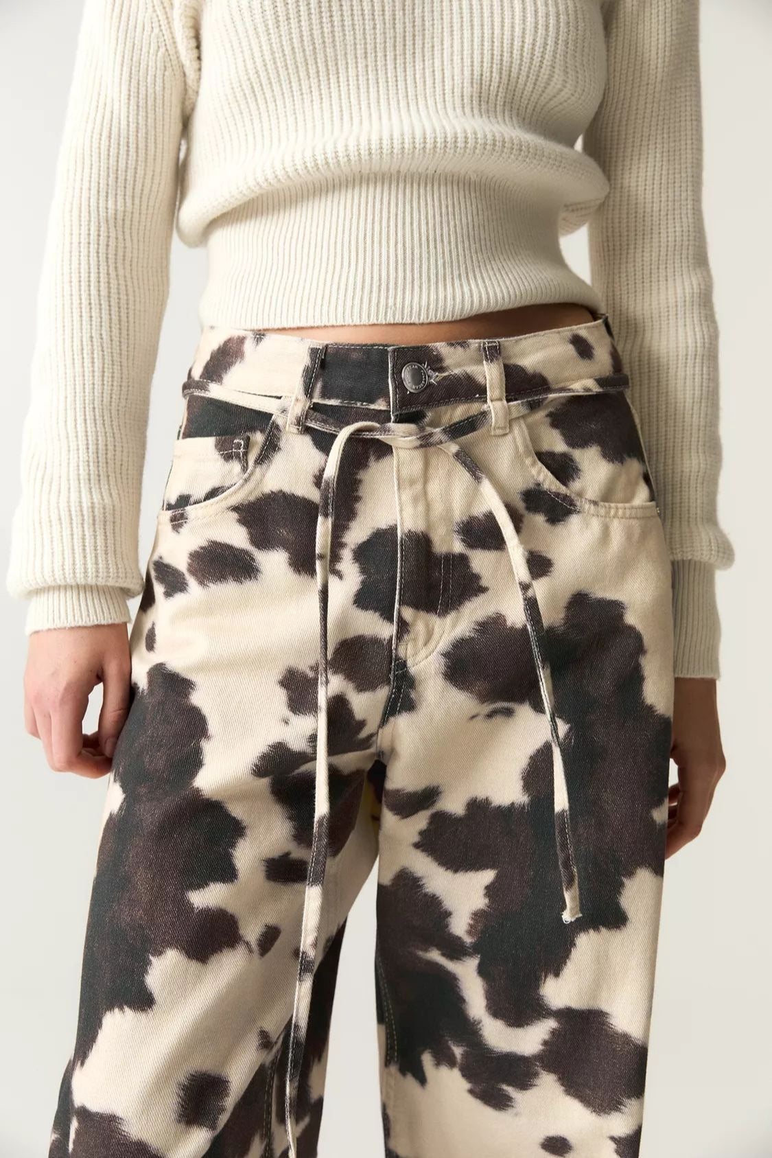 Vintage Cow Print Casual Jeans image 4
