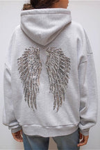 Solid Sequin Wing Graphic Relaxed Hoodie image 5