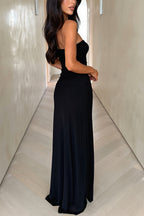 Solid Bandeau Slit Maxi Dress image 10