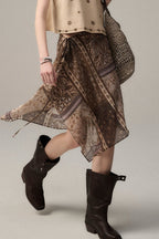 Retro Printed Overlap Midi Skirt image 1