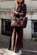 Retro Brown Belted Waist-Tie Long Overcoat image 1
