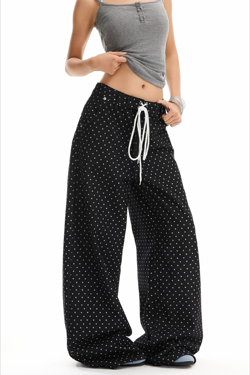 Retro Polka Dot Loose Straight Jeans image 2