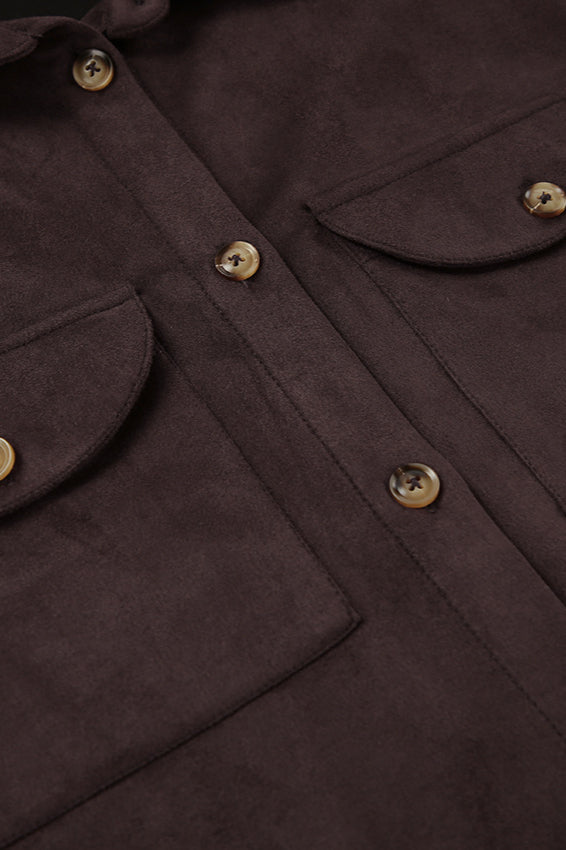 Brown Suede Loose Blazer Coat image 5