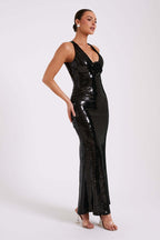Backless Floral Sequin Maxi Dress image 19