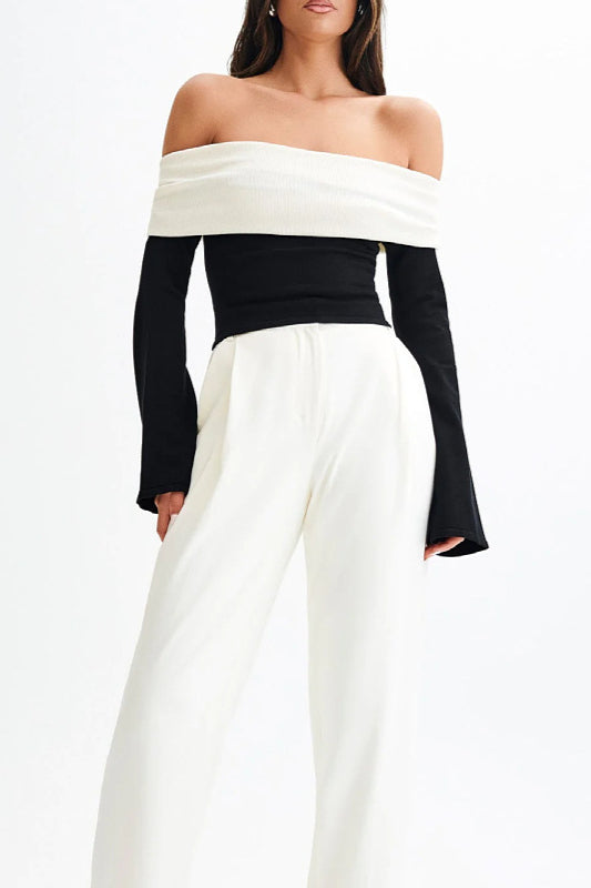 Off-Shoulder Fitted Knit Sweater image 6
