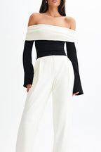 Off-Shoulder Fitted Knit Sweater image 6