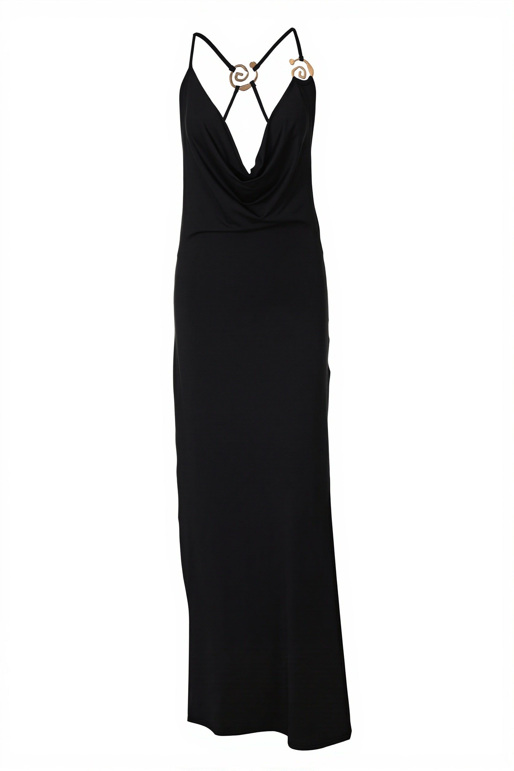 Chic Solid Deep V Cami Backless Slim Fit Maxi Dress image 7