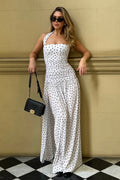 Polka Dot Halter Neck Maxi Dress image 1