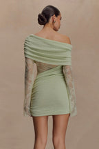Lace Patchwork Off Shoulder Mini Dress image 6